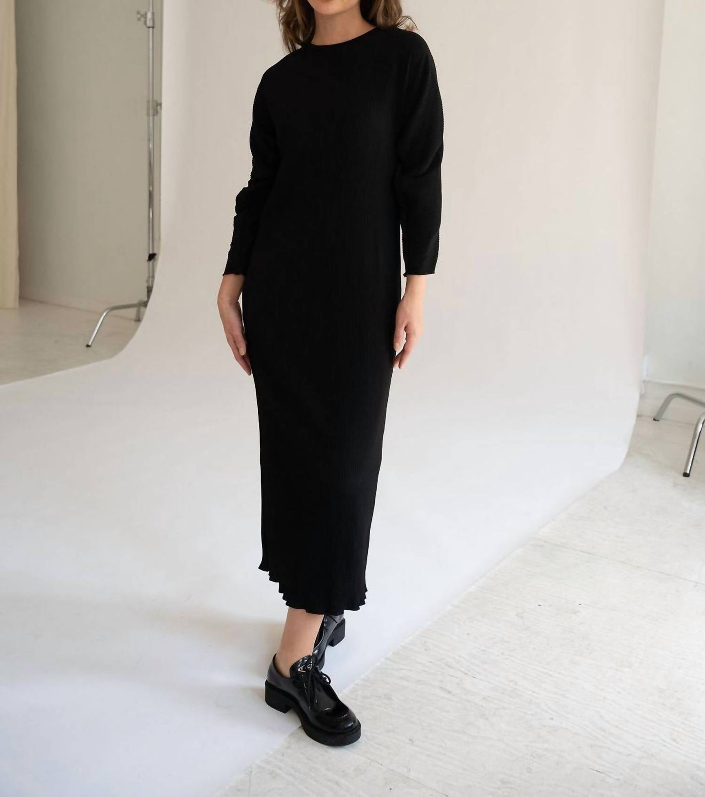 Mima Rosso - Micro Pleated Maxi Dolman Dress