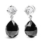 18K White Gold 1/5 Cttw Diamond with Round White Topaz and 20x15mm Pear Cut Black Onyx Gemstone Dangle Earring (G-H Color, SI1-SI2 Clarity)