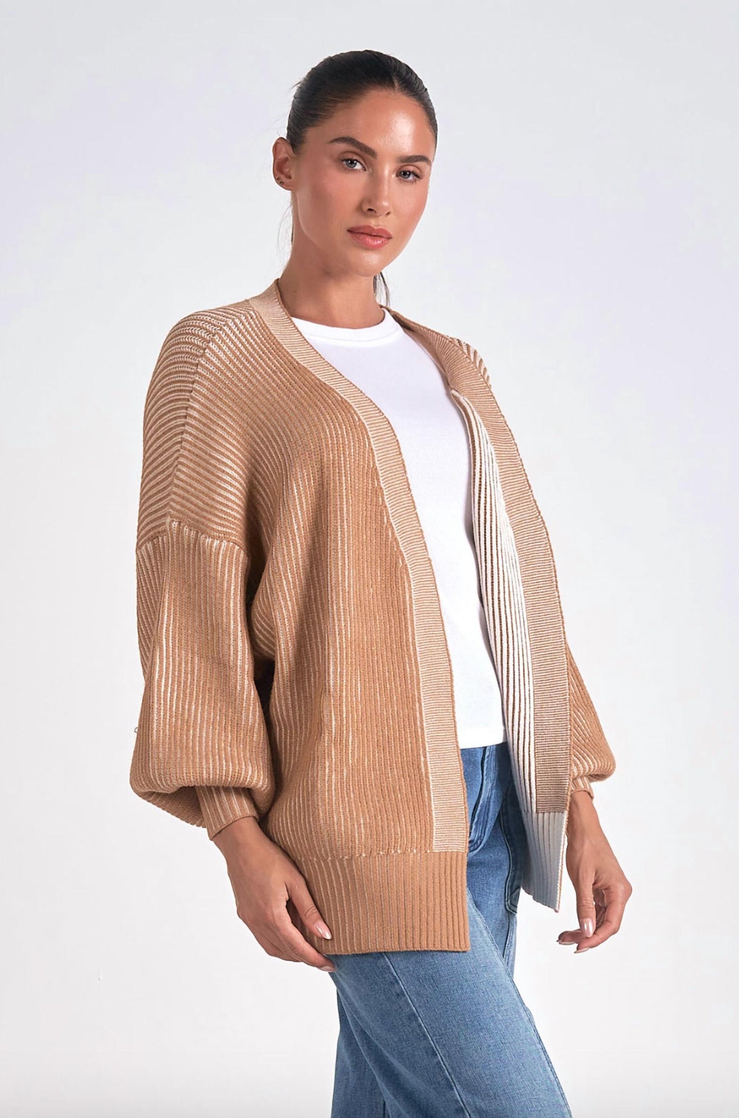 Elan - Terry Rib Relaxed Cardigan