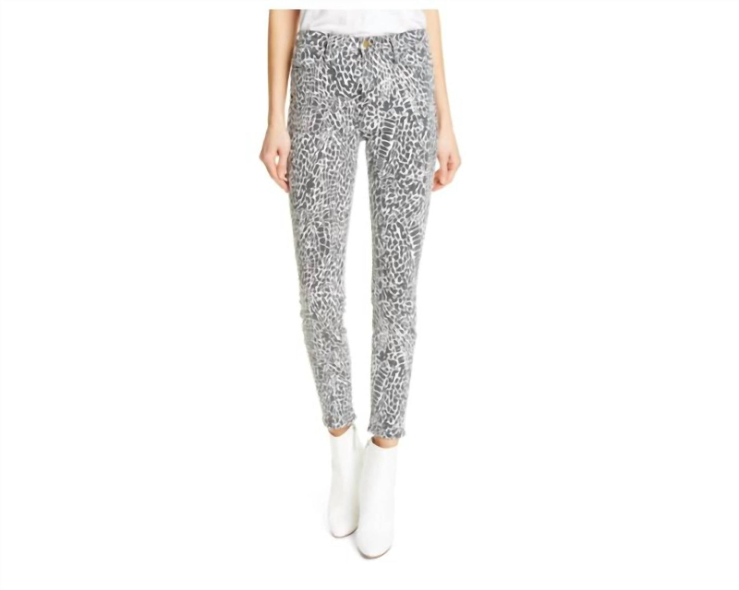 Frame - Frame Denim Le Skinny Jeans Noir Multi Animal Print Denim