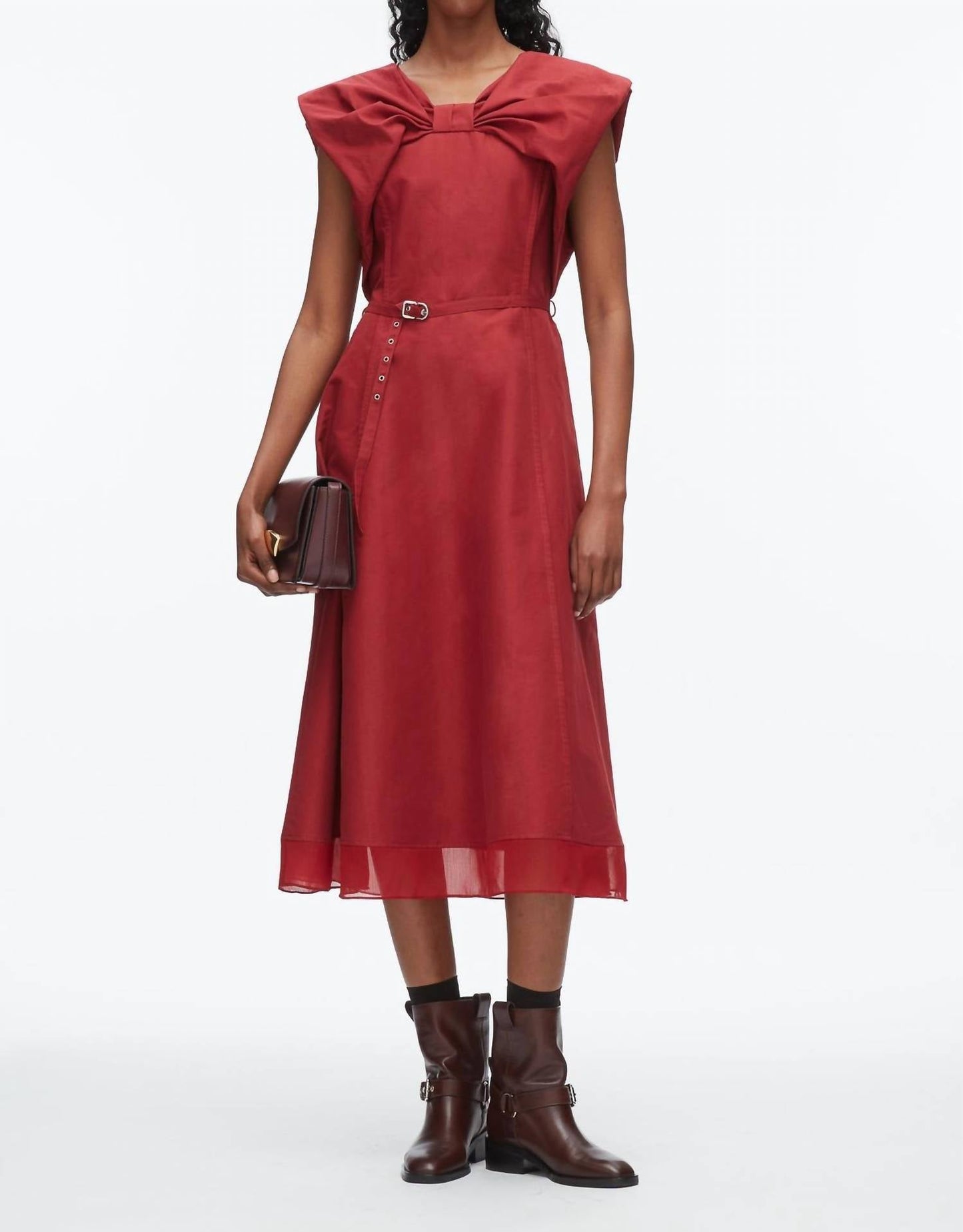 3.1 Phillip Lim - Sleeveless Draped Bow Midi Dress With Belt