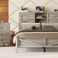 3-Pieces Bedroom Set Queen Size Farmhouse Platform Bed with Storage Headboard and Charging Station
