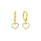 14k Two Tone Gold Beaded Hoop Earrings with Hearts