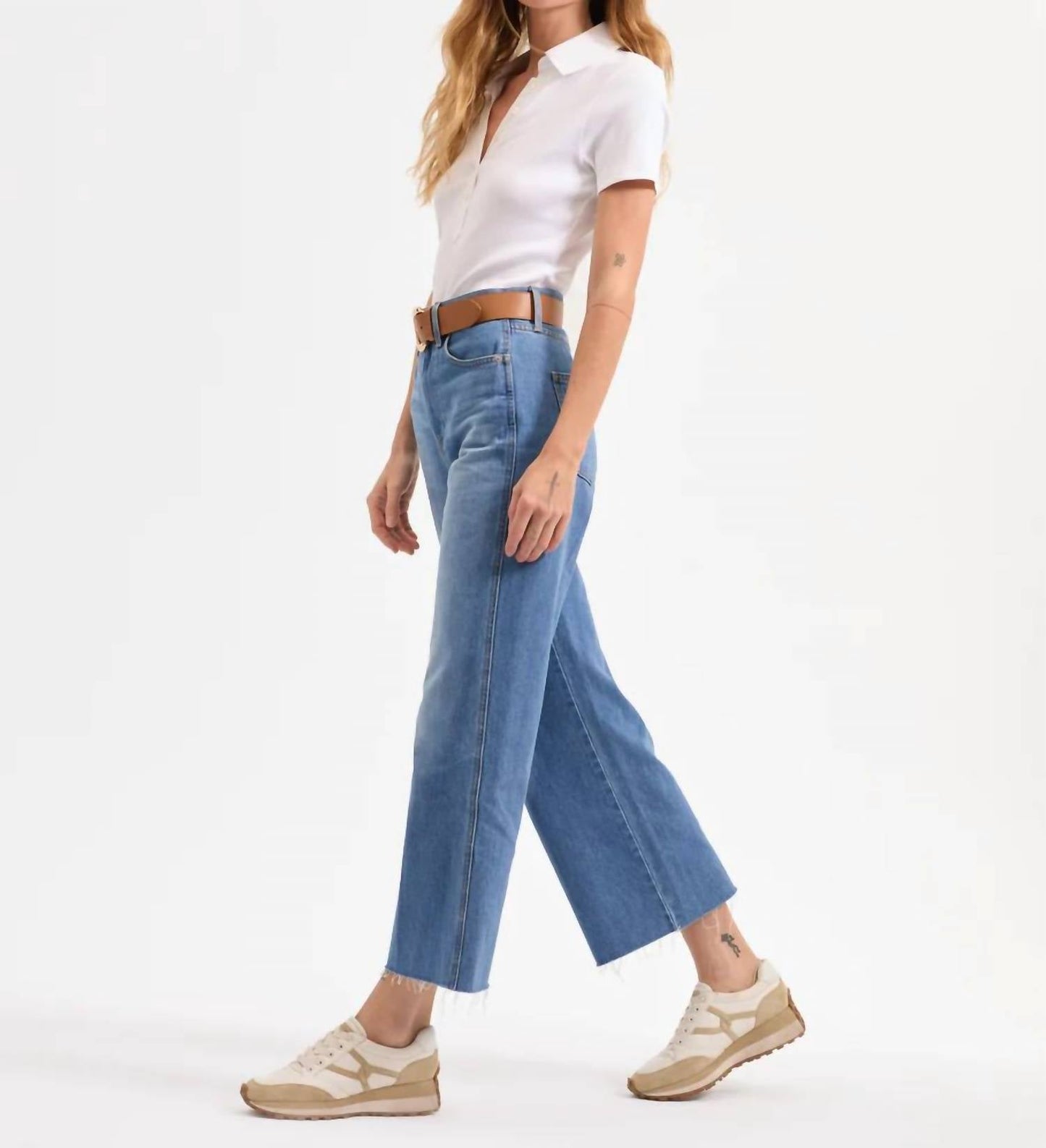 Veronica Beard - TAYLOR CROPPED HIGH RISE WIDE LEG JEANS