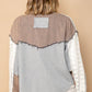 Pol - Oversized Contrast Lace Crochet Collared Button Down Shirt