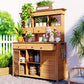 TOPMAX 65.7'' Tall Garden Potting Bench Table with Hutch
