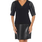 Joseph Ribkoff - Faux Leather Puff Sleeve Dress
