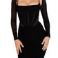 freyja-satin-ruched-long-sleeve-bodycon-dress-black