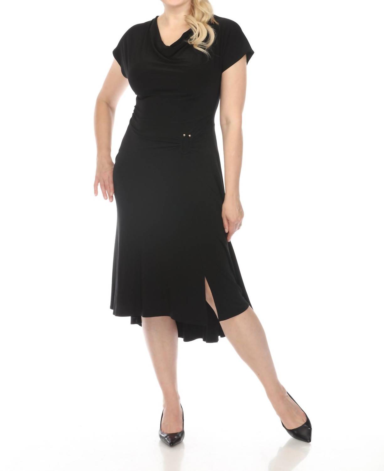 Joseph Ribkoff - Cowl Neck Dolman Sleeve Midi Fit & Flare Dress