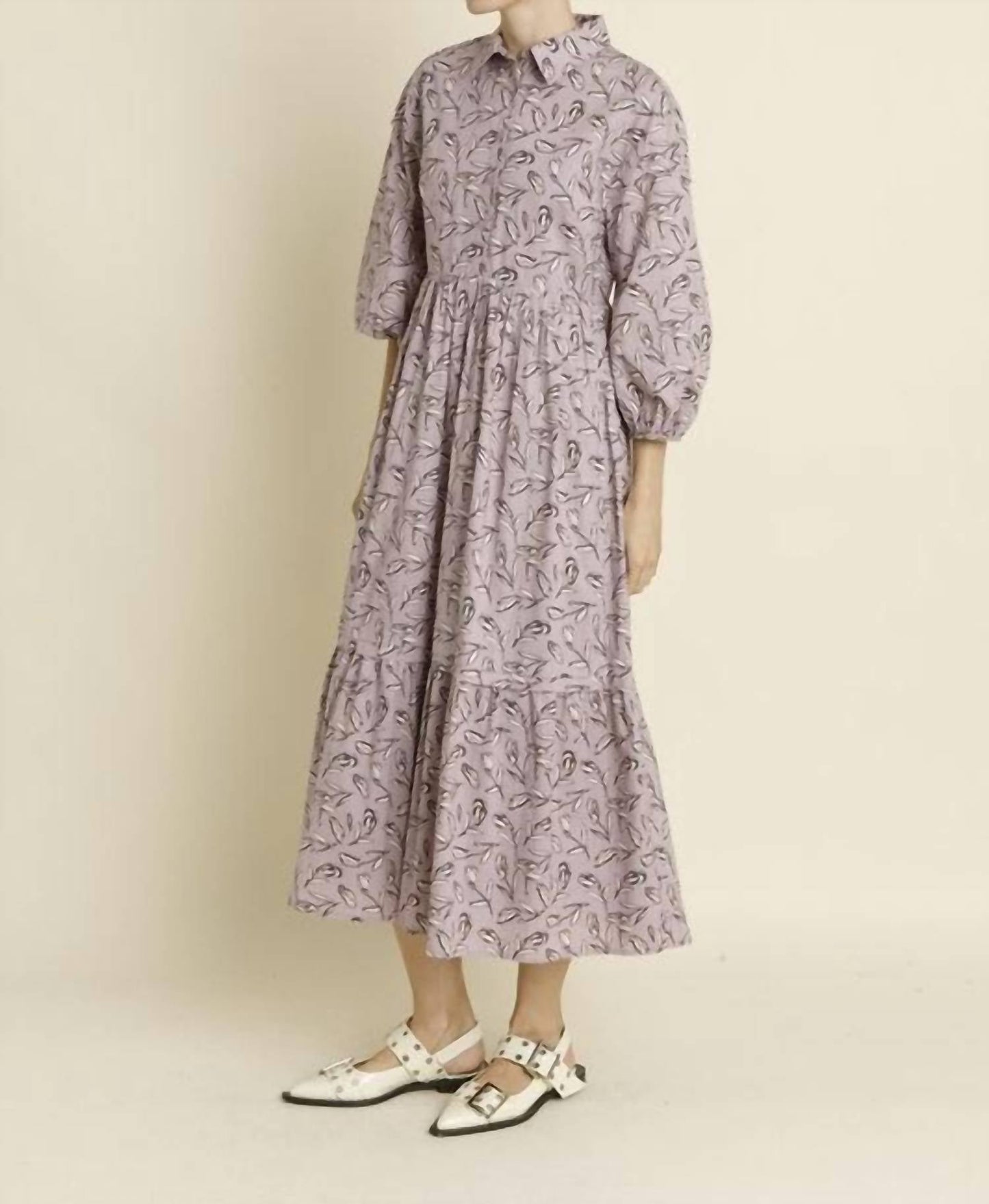 Aureum - Presley Pintuck Midi Shirt Dress