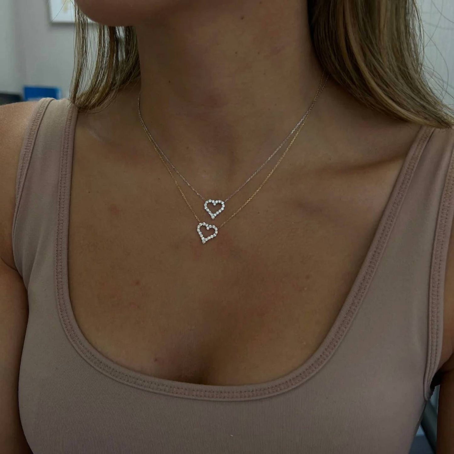 Diana M Jewels - 0.50 Cts Diamond Open-heart Pendant