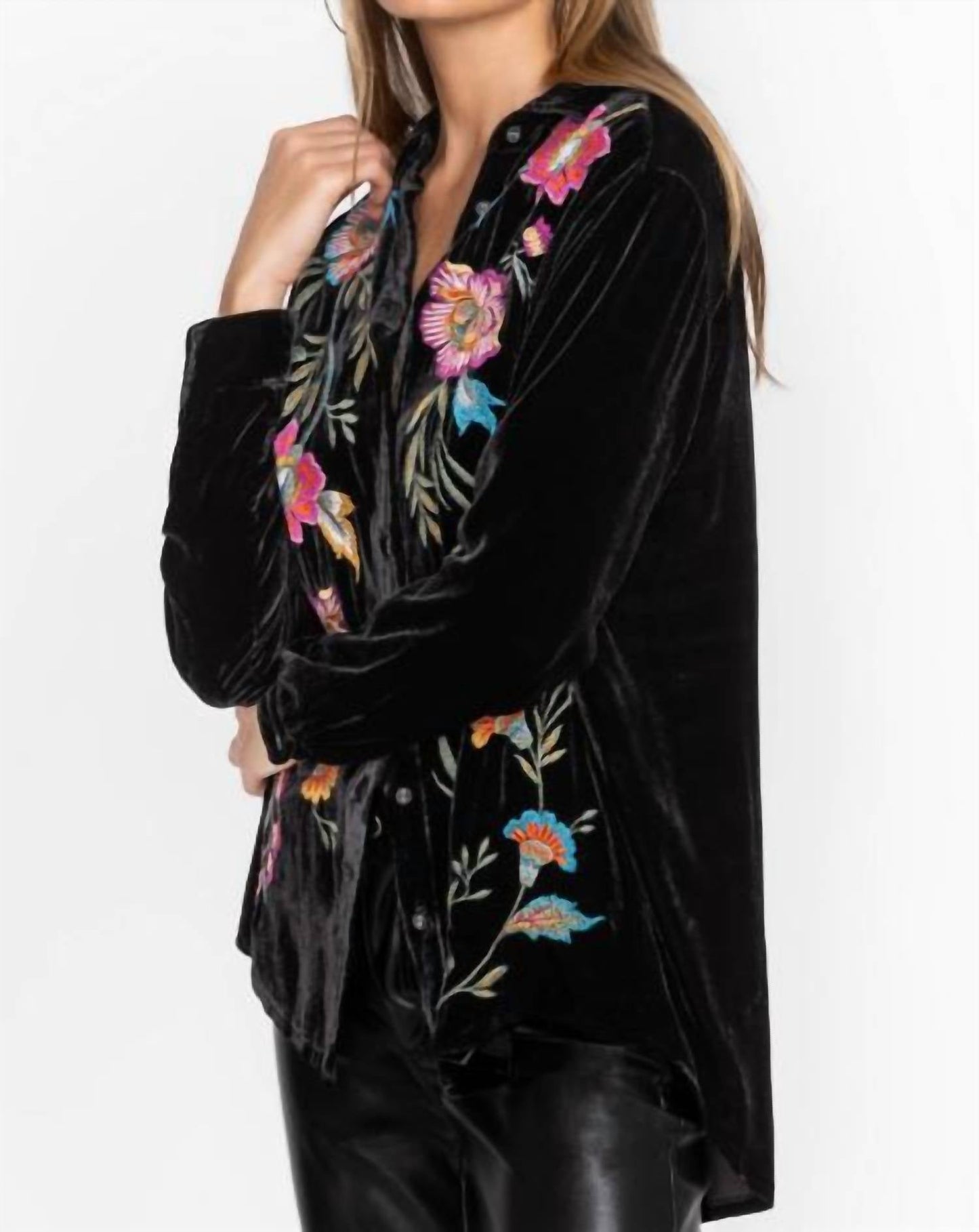 Johnny Was - Sidonia Velvet Oversized Pleat Shirt