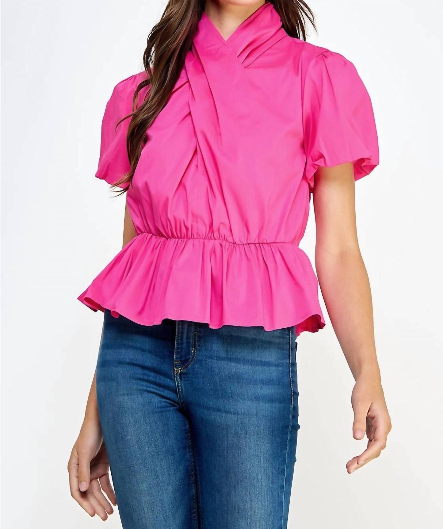 Strut & Bolt - Cross Neck Puff Sleeve Blouse