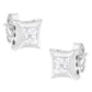 10K White Gold 1/2 Cttw Invisible Set Princess-Cut Diamond Stud Earrings (H-I Color, SI2-I1 Clarity)