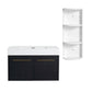 Modern Wall Mounted Bathroom Vanity with Resin Sink and Storage Rack