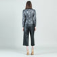 Clara Sunwoo - Metallic Liquid Leather Textured Biker Jacket