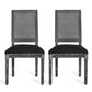French Country Dining Chair With Rectangular Cane Backrest And Smooth Upholstered Seating