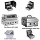 Built-In Outdoor Kitchen LPG Gas Grill 60000 Btu, Drop-In Ice Box With BBQ Tool Set - Silver