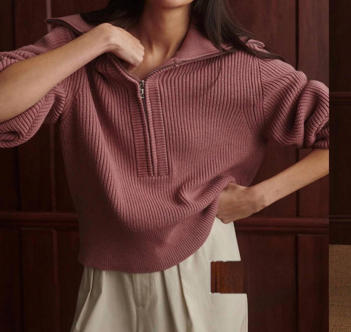 Varley - Maura Half-zip Rib Knit
