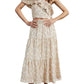 Buttermelon - Abey Leaf Print One-Shoulder Cropped Top & Maxi Skirt