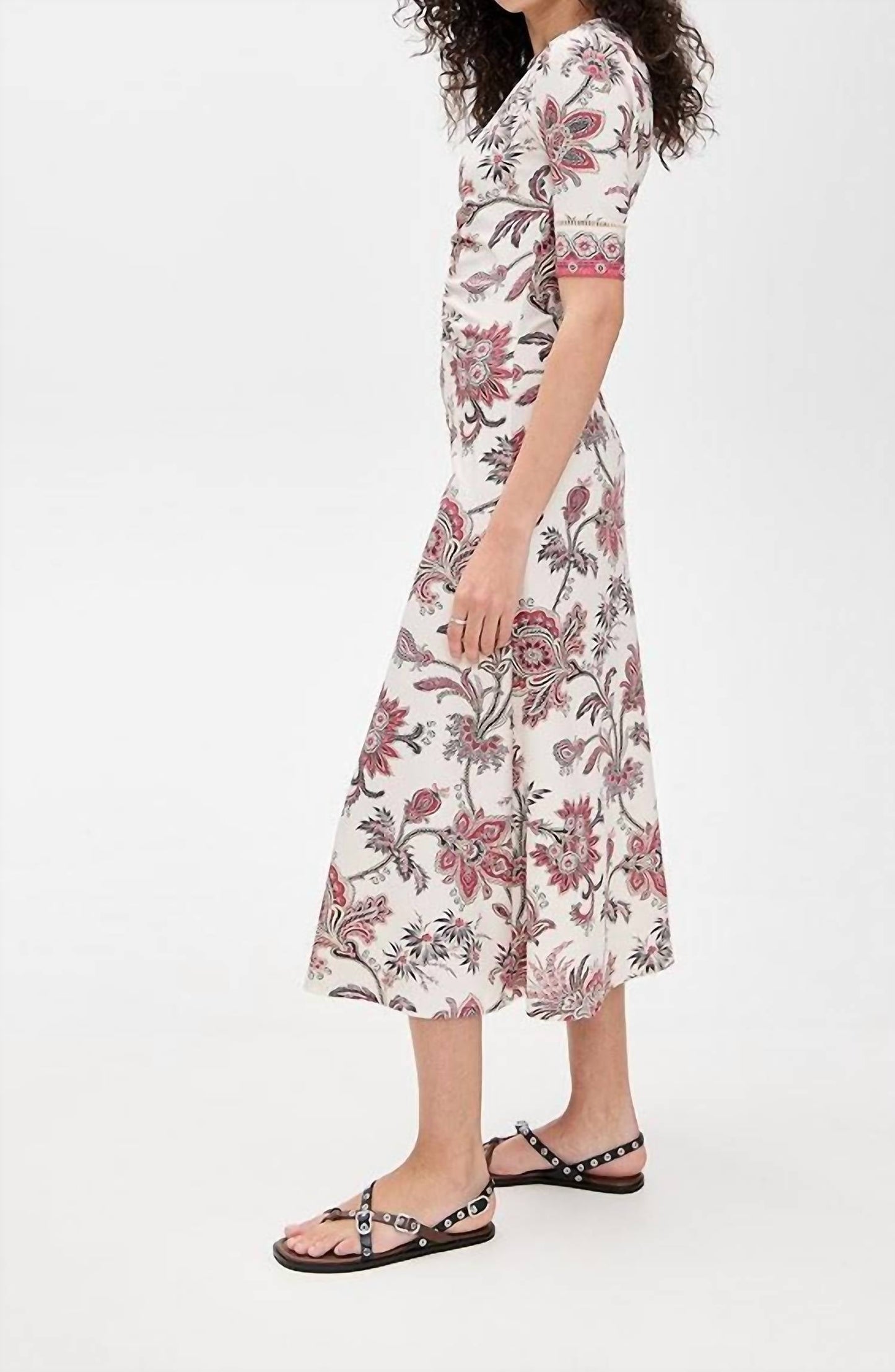 Sea - Cassandra Print Ruched Short Sleeve Dress