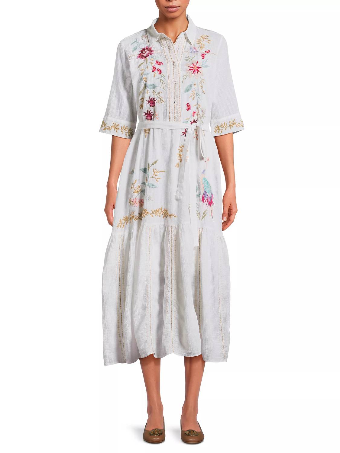 Johnny Was - Darcey Henley Tiered Shirt Dress With Slip