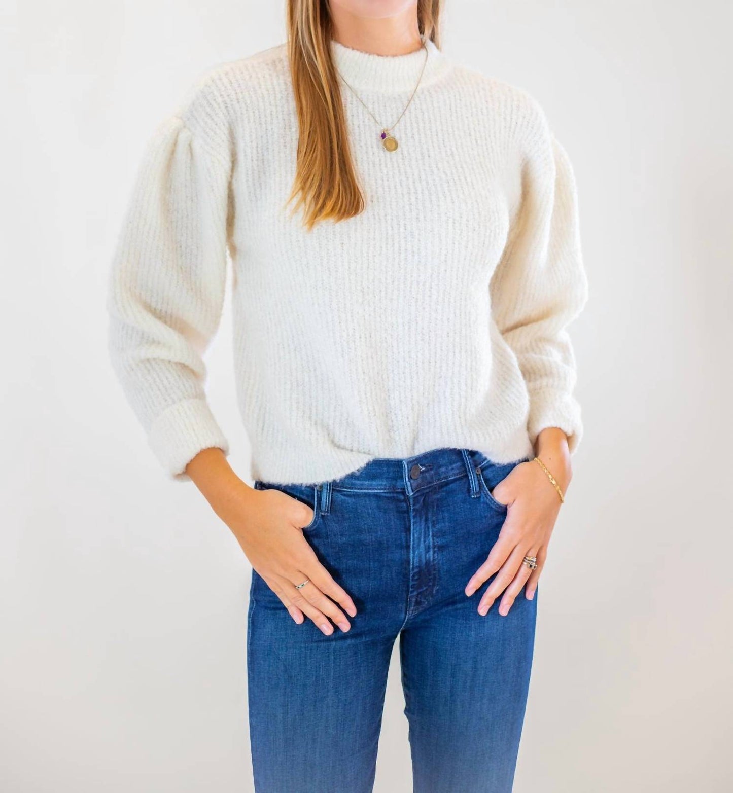 525 America - Fass Boucle Puff Sleeve Pullover Sweater