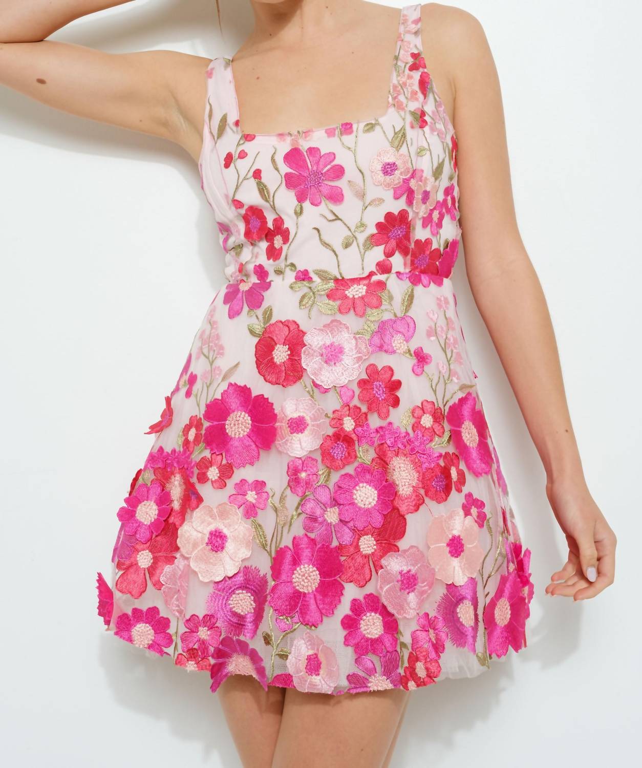 Ina - 3d Floral Embroidered Mini Dress