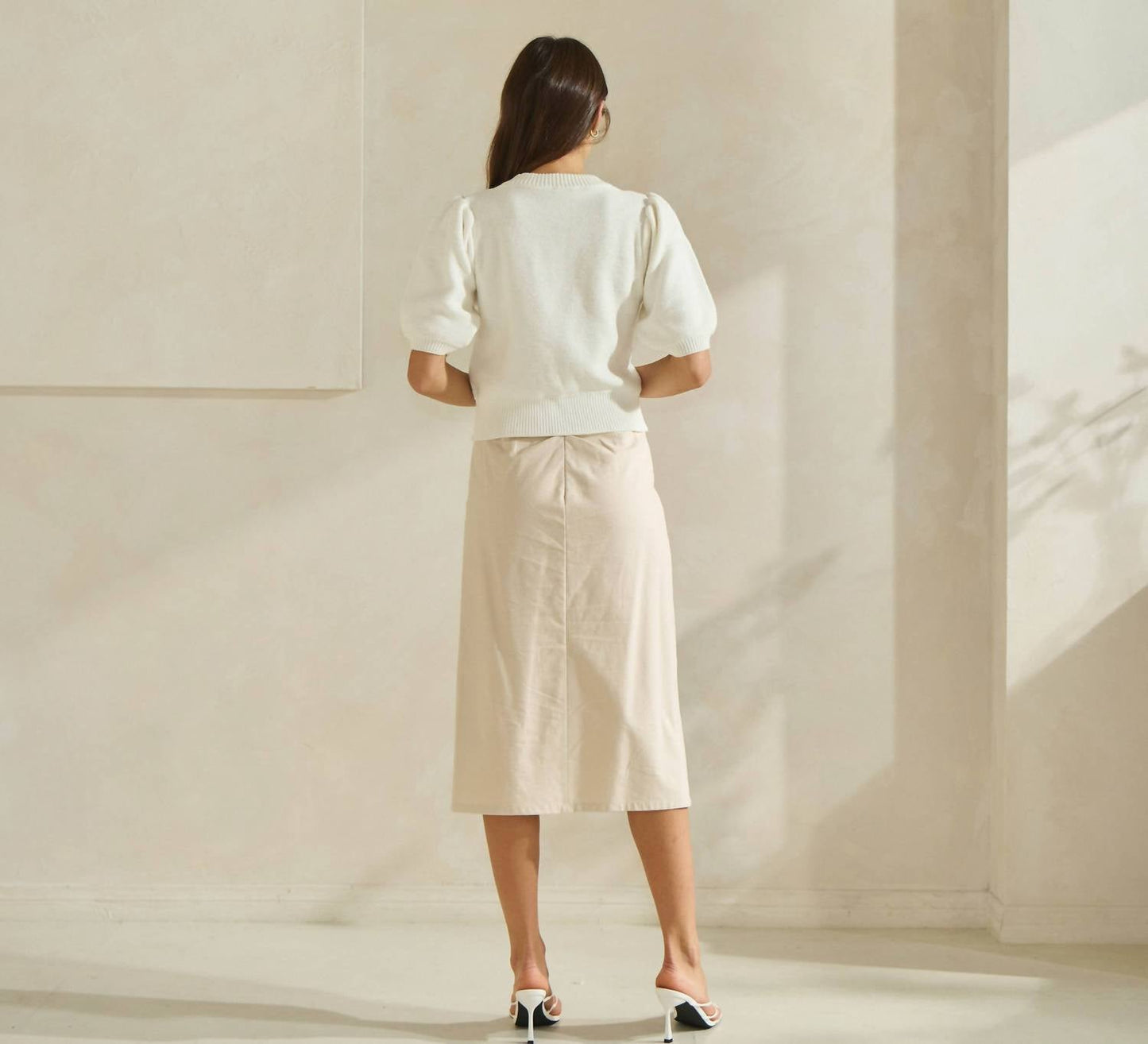 Able - Begged and Pleated Midi Skirt