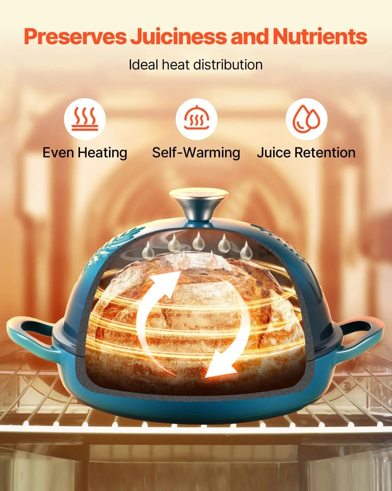 5 Qt Enameled Cast Iron Dutch Oven with Palm Design