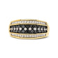 Men's 14K Yellow Gold Plated .925 Sterling Silver 1 1/2 Cttw White and Black Treated Diamond Cluster Ring (Black / I-J Color, I2-I3 Clarity) - Size 10