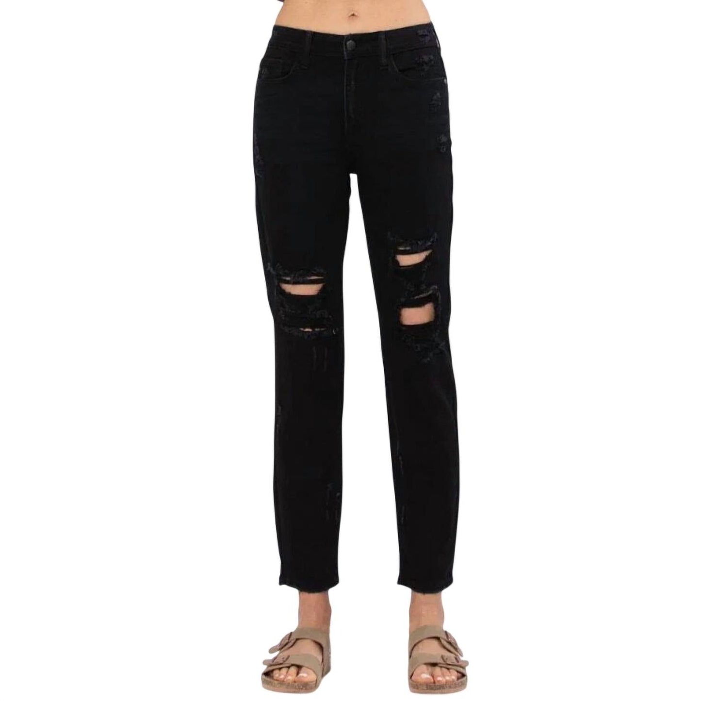 Judy Blue - High-waist Destroyed Boyfriend Jeans