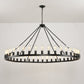 64 Inch Matte Black Wagon Wheel Chandelier With 30 Lights