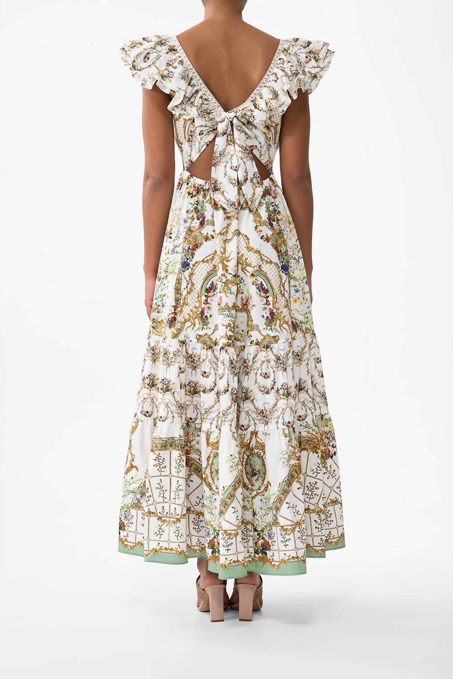 Camilla - Tiered Maxi Dress With Neck Frill