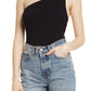 Topshop One-Shoulder Bodysuit In Black Size Large