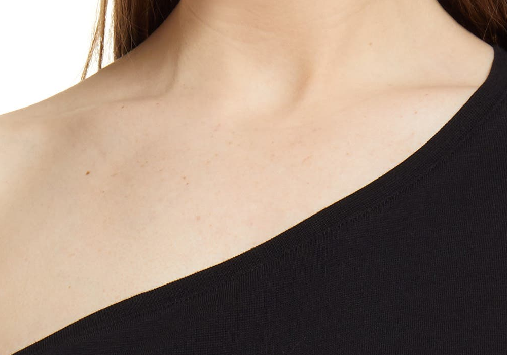 Topshop One-Shoulder Bodysuit In Black Size Large