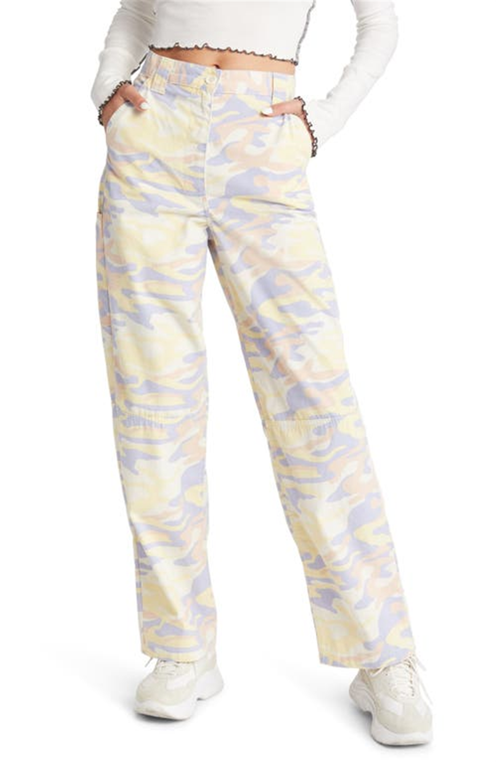 Topshop Blue Camo Print Utility Pants Size 8 US