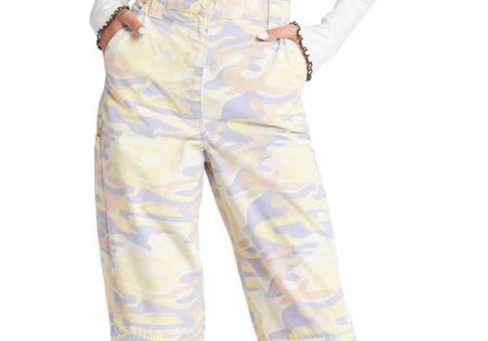 Topshop Blue Camo Print Utility Pants Size 8 US