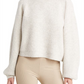 Topshop Mixed Stitch Balloon Sleeve Crop Sweater In Grey
