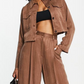 Topshop Stripe Wide Leg Trousers In Brown Size 10 Us