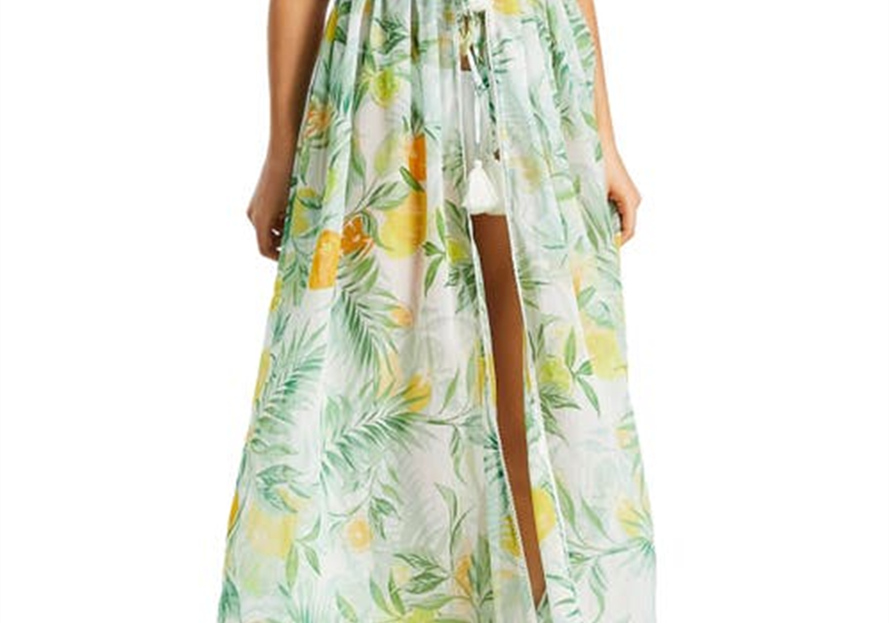 Topshop Sheer Beach Cover-Up In Multi Size Small