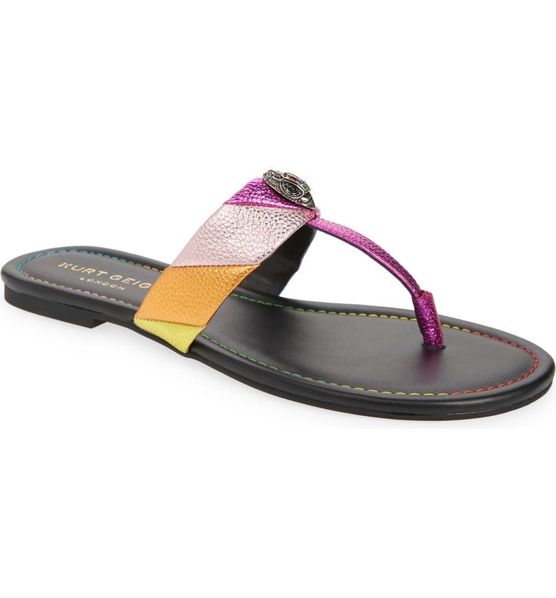 Kurt Geiger London Women's Kensington T-Strap Sandal Black Size 7.5