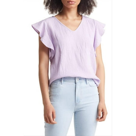 caslon-womens-large-v-neck-ruffle-sleeve-top-purple-bloom