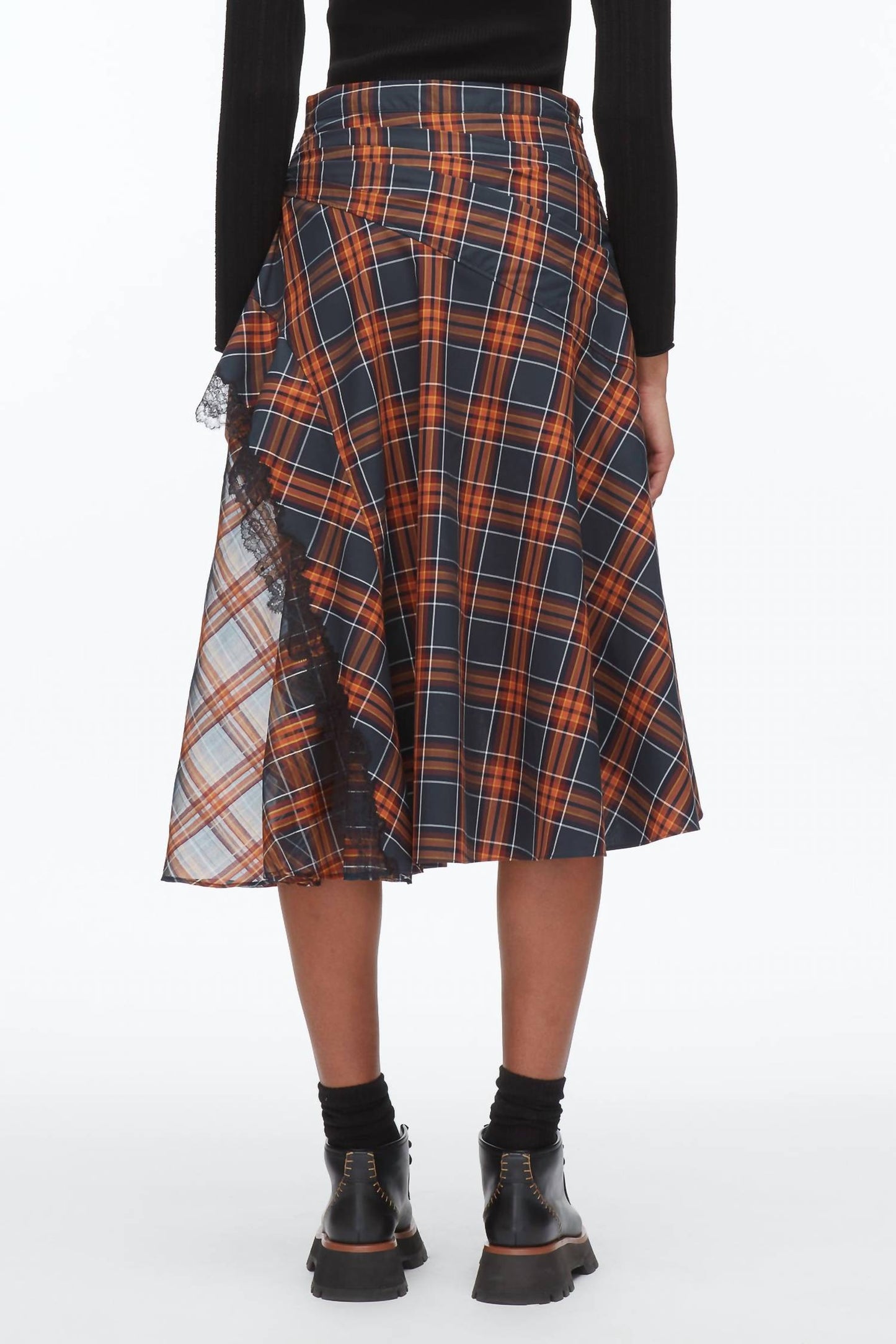 3.1 Phillip Lim - DRAPED MIDI SKIRT WITH ORGANZA COMBO