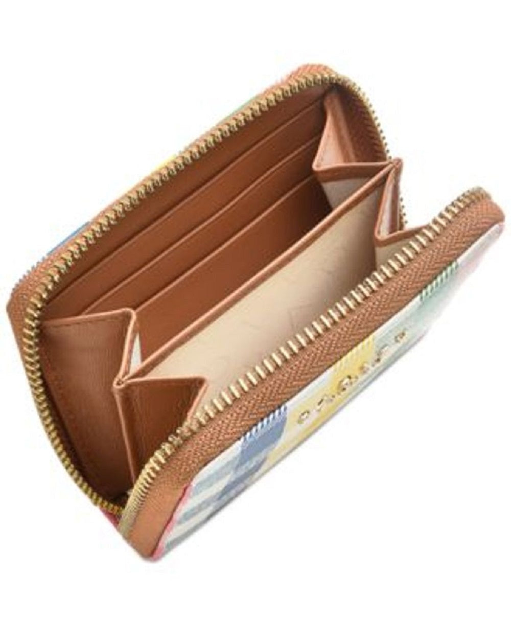 Radley London Women's Gingham Printed Small Leather Zip Around Wallet Brown Size 16
