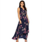 AX Paris Women's Floral Dip Hem Dress Blue Size 8