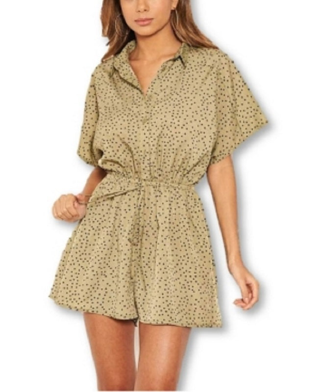 AX Paris Women's Style Love Heart Spotty Romper Shirt Green Size 13