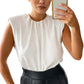AX Paris Women's Padded Shoulder Sleeveless Blouse White Size 8