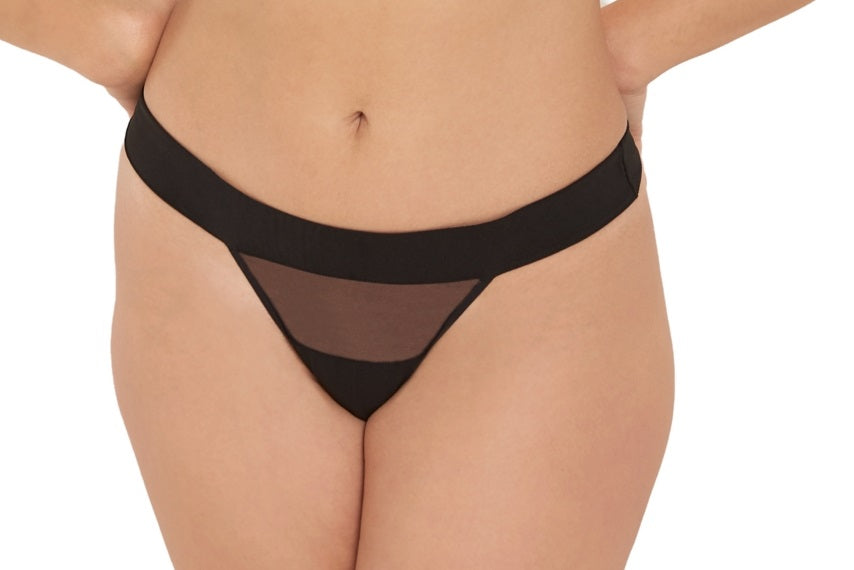 Bluebella Women's Orla Mesh Thong Underwear Black Size X-Large