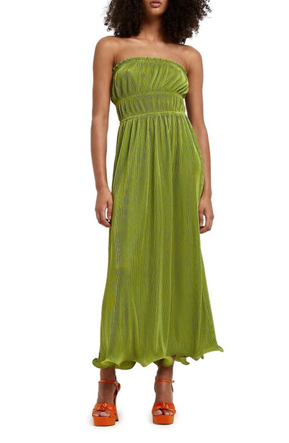 river-island-womens-green-strapless-midi-dress-size-4